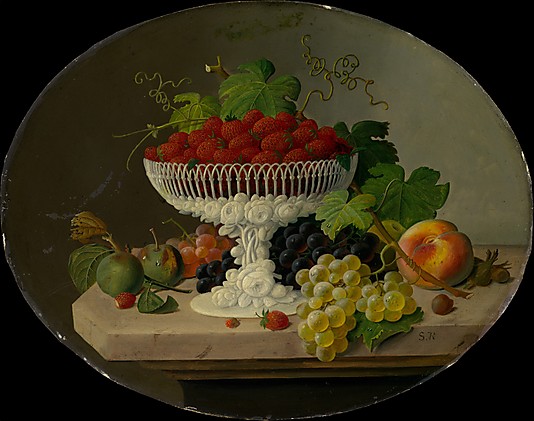 S Roesen. Still life with strawberries in a compote - 1865-70